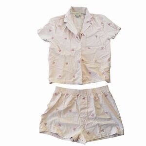 Wild Indigo Pajama 2 Piece S/M SET Shorts Top Lounge Wear Striped Bows Coquette